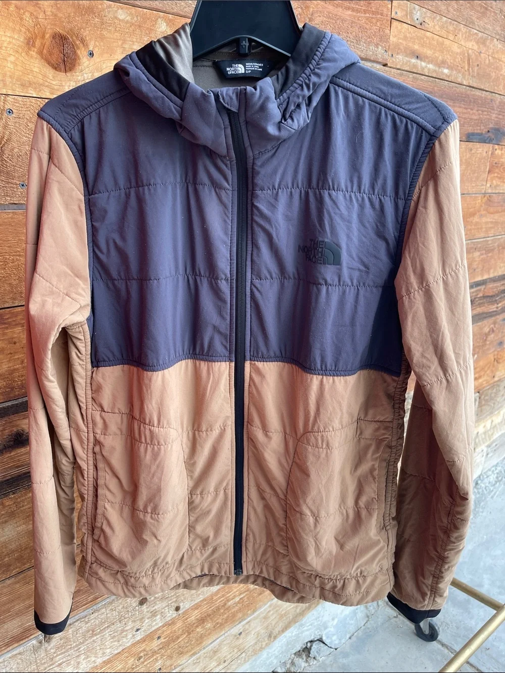 The North Face Men’s Colorblock Hooded Insulated Jacket Size S Brown Black